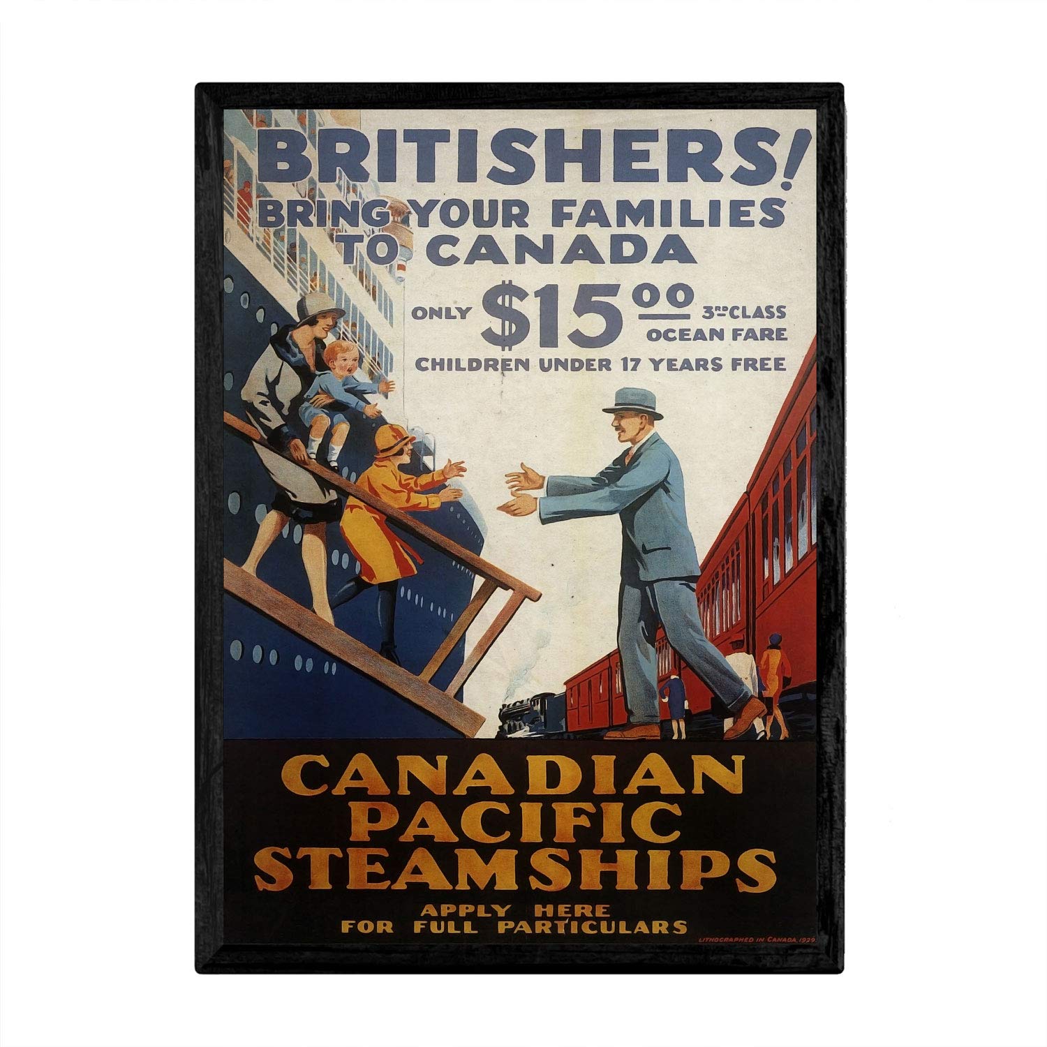 Nacnic Vintage Poster disembarking. Sheets for interior decorating with vintage and antique advertising images. Paintings retro decor. A4 size