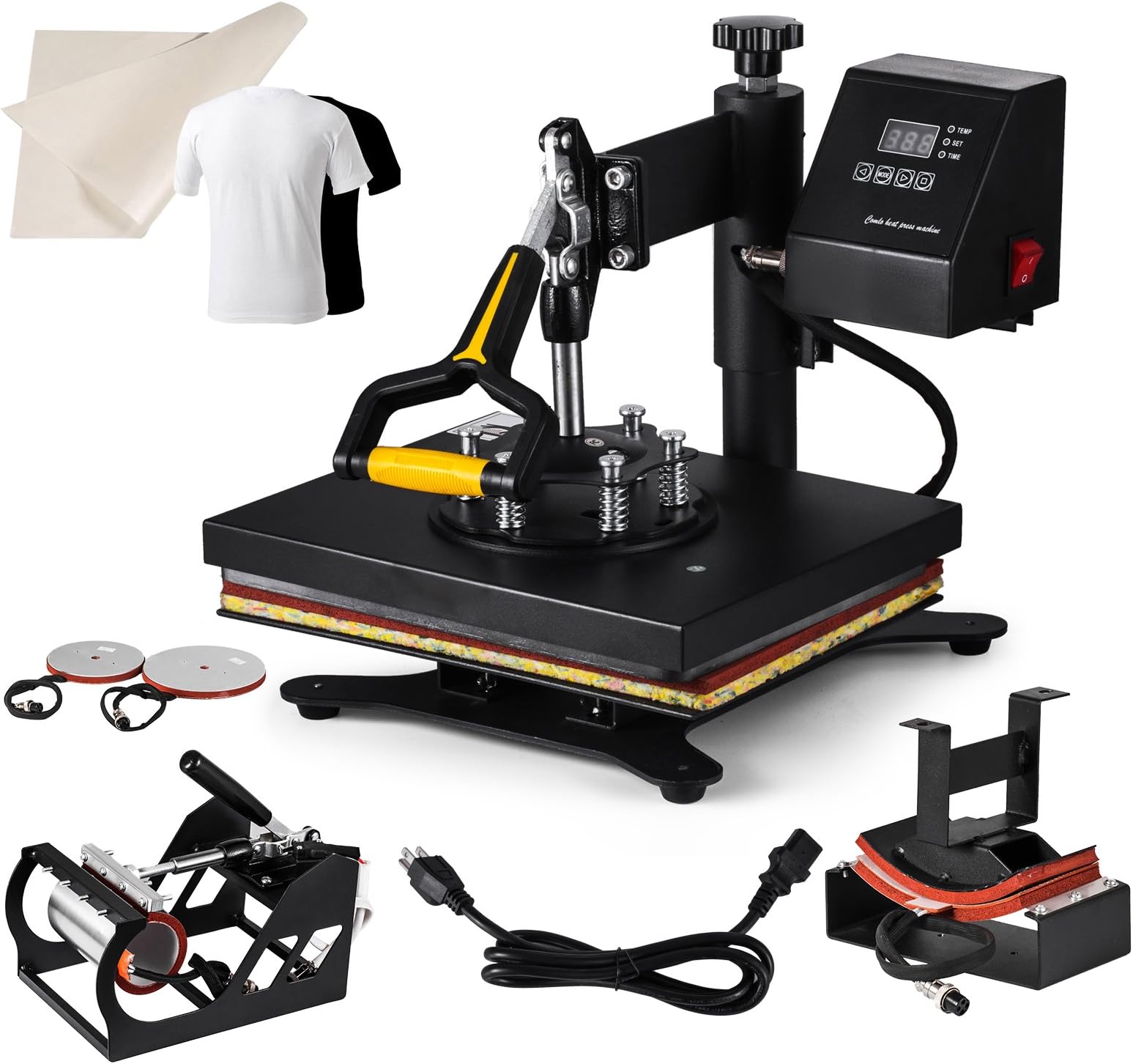 MG-Rocky 5IN1 Heat Press Machine 12x10 Inch Digital Swing Away Heat Press 30x23cm Heat Press Machine for T Shirts LCD Timer Rigid Steel Frame (5 in 1)