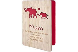 Della Stella Wooden Mothers Day Card with Envelope, Mom Birthday Gift Card for Mom on Mother's Day,Christmas,Valentine's Day,or Birthday Cards