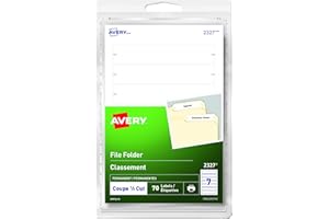 Avery File Folder Labels for Laser and Inkjet Printer, White Filing Labels, Permanent, 70 Labels Per Pack (2327)