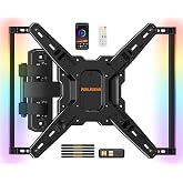 Perlegear TV Wall Mount with LED Lights for 28&ndash;65 Inch TVs up to 82 lbs | Full Motion, Swivel TV Mount, Corner Articulating Single Stud Wall Mount TV bracket with Tool-Free Tilt, Max VESA 400x400mm