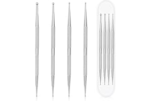 Jeffdad Nail Dotting Tool, 4 Pcs Professional Double-ended Nail Art Tools with Box, Dot Pen Metal Dot pen Nail Polish Paint Pen Dot Diamond Pattern Stainless Steel Dotting Tools Nail art(silver)