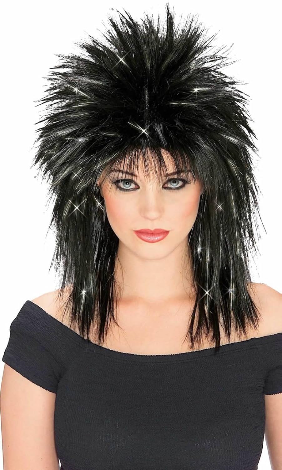 Rubie's Rockin Diva Wig with Tinsel, Black/Silver, One Size Clothing
