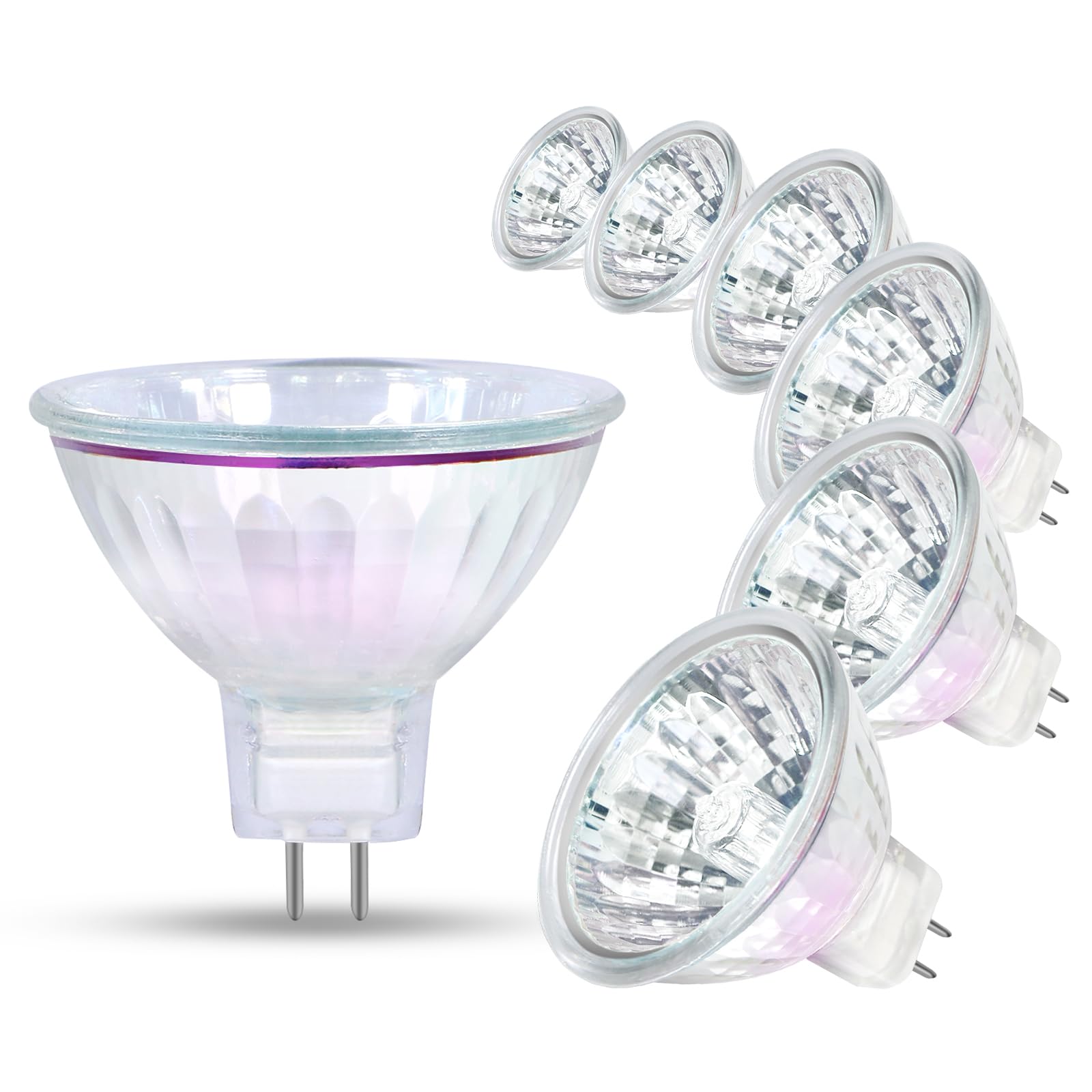 GECXGY MR16 Halogen Bulb 50W GU5.3 12V, Dimmable Spotlight 3000K Warm White, 36° Beam Angle, 4000 Hours Life, Dichroic Reflector for Ceiling Lights & Track Lighting - 6Pack