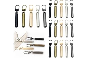 CUNSWEN 20 Pcs Zipper Pull Replacement Universal Replacement Zipper Pull tab Repair for Jacket, Backpack, Bag, Luggage, Purse, Coat, Pants (Cylindrical 5 Colors, Gold, Silver, Bronze, Gray, Black)