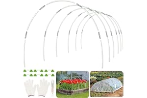 XYADX Greenhouse Hoops Garden Hoops for Raised Bed,Row Cover Fiberglass Rods 7ft Grow Tunnel Hoop House Plant Support Stakes with Greenhouse Clamps