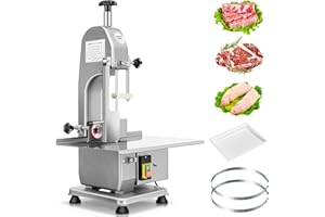 EKway Commercial Electric Meat Saw, 750W Bone Saw For Butchering,110V Meat Bandsaw, Bone Cutting Machine with 2 Saw Blades,0.39-4.3 Cutting Thickness,Sawing for Chicken Fish Chops Bone Trotter Beef