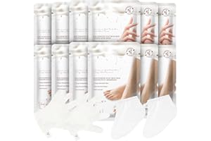 GUOYAOLIFU Hydrating Hand Foot Masks Set for Women Men,6 Pack Glove Mask for Dry Hand & 6 Pack Socks Mask for Dry Cracked Feet（Milk）