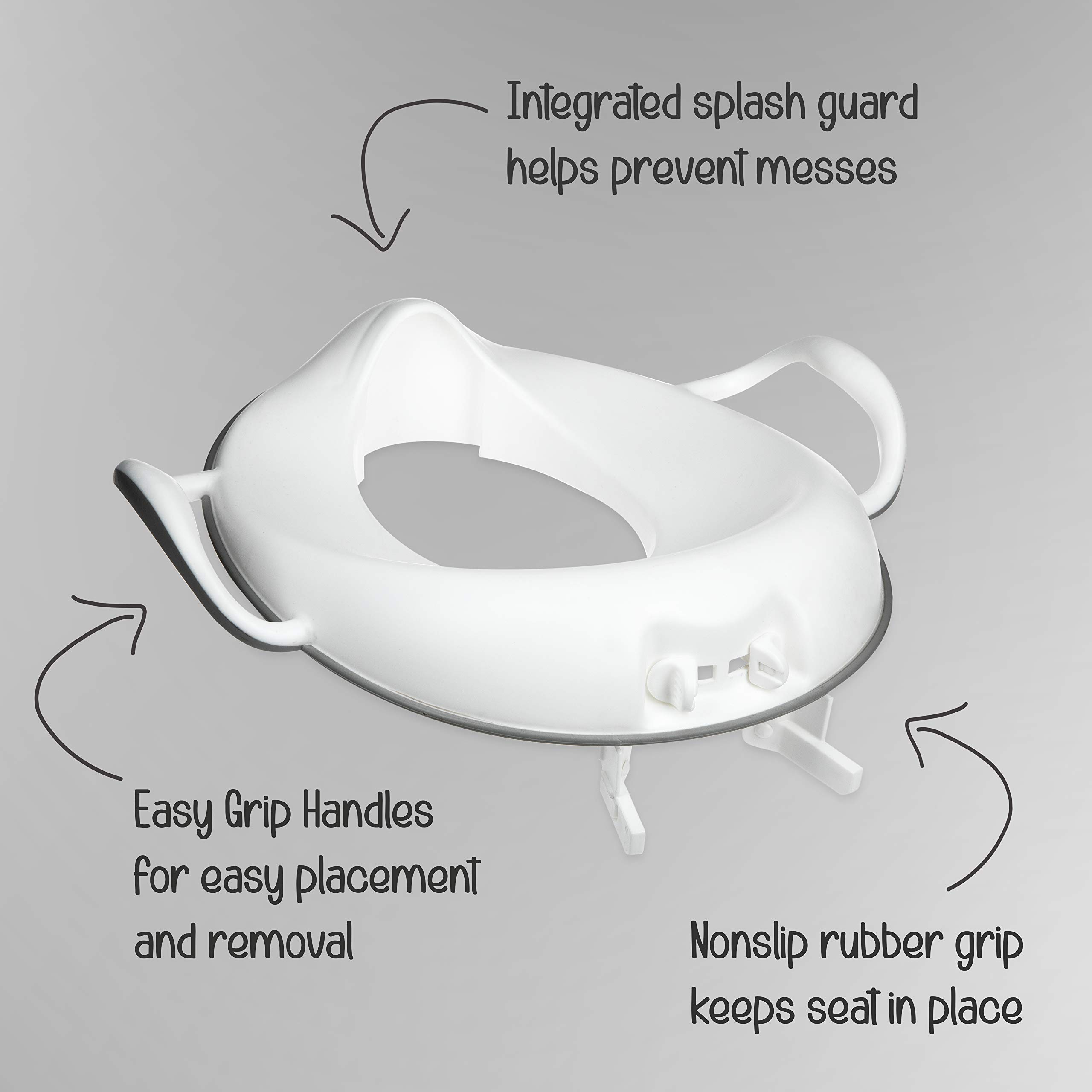 Easy Grip Safety Toilet Seat Trainer with Integrated Splash Guard for Toddlers & Kids, White, 1 Count