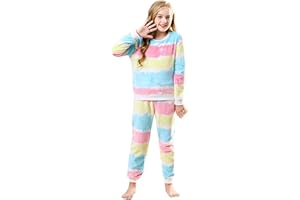 V.&GRIN Girls Fleece Pajamas, Soft Cozy Pullover Sweatshirt Pants Set for Kids 7-16 Years