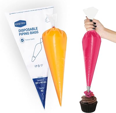 EXSTRY Large Piping Bags Disposable 16 Inch Pack of 40 Thick Tear-Proof