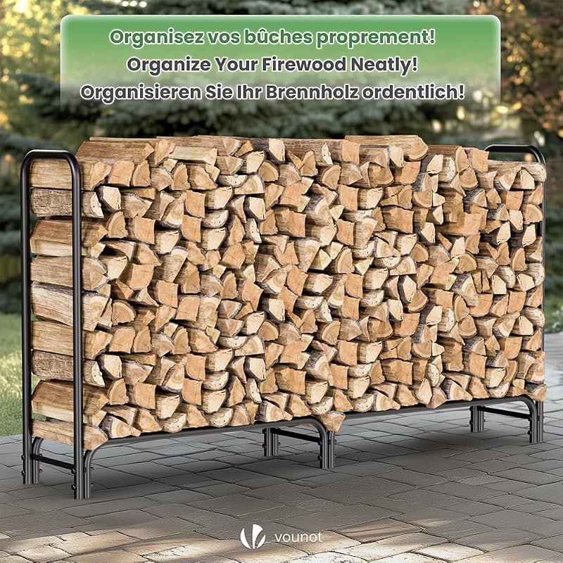 ® Soporte de Madera de 2 Metros | Estante de Registro de Chimenea | Registro de leña con Tapa Verde | Soporte de Almacenamiento de Madera para Interiores al Aire Libre — foto 2 de 8