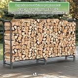 VOUNOT Firewood Log Rack with Waterproof Cover, 200x115x40 cm, Green view 2