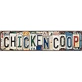 Vintage Chicken Coop Metal Tin Signs Street Signs Home Wall Decor Accessories Rural Farm 4x16 in