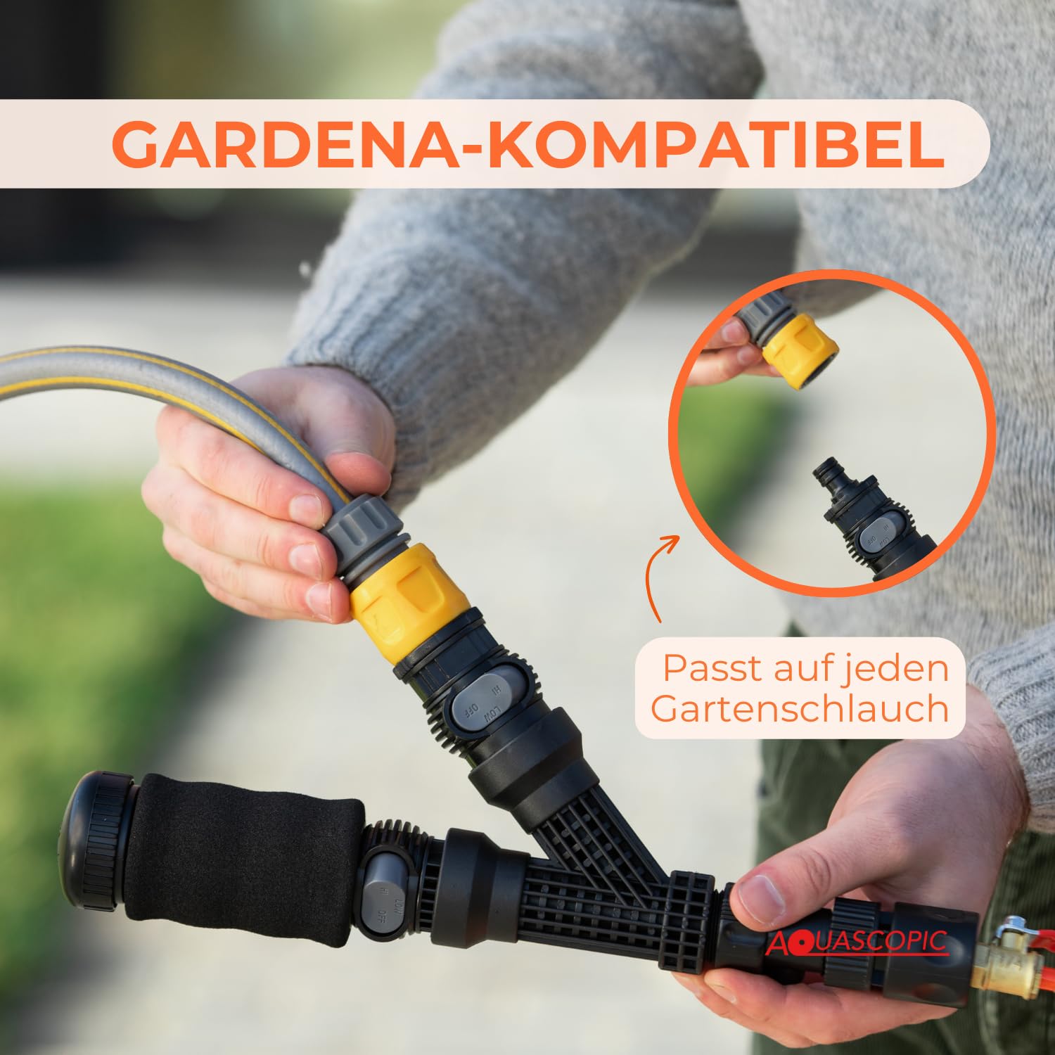 Aquascopic Teleskopstange mit interner Wasserspender und Bürste mit 5 Flächen – Fensterputzer längenverstellbar – Bis zu 3.6m – Fensterreiniger für Sonnenkollektoren - Interner Wasserschlauch 4