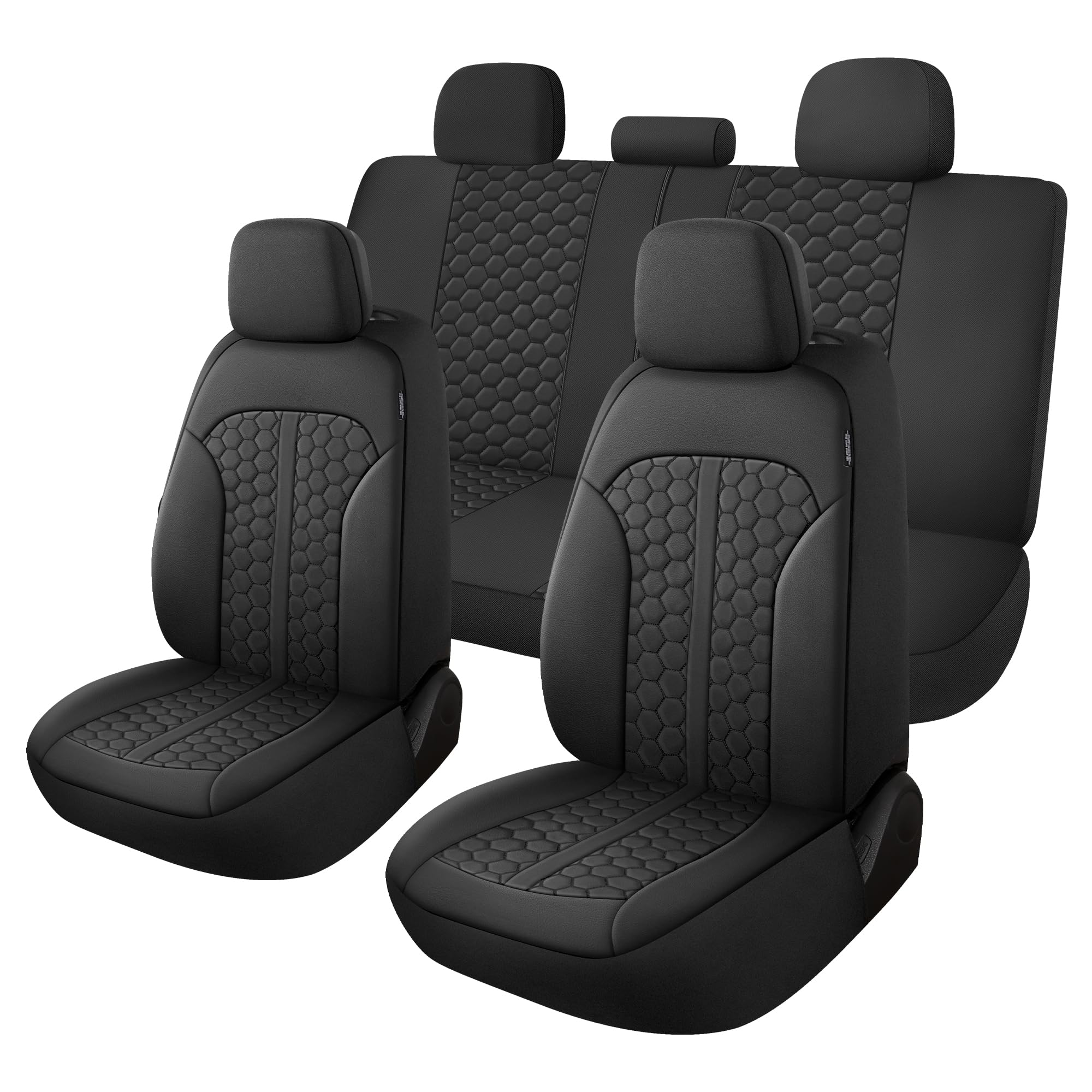Photo 1 of YGL Luxury PU Leather Car Seat Covers Full Set, Anti-Stain Interior Protector.Waterproof Auto Seat Covers for Cars,Trucks,Van,SUV,Pickup,Airbag Compatible (Black)