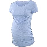 Liu & Qu Women's Maternity Classic Side Ruched T-Shirt Tops Mama Pregnancy Clothes