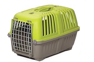 MidWest Homes for Pets Spree Travel Carrier – Hard-Sided Dog & Cat Carrier, Small Pet Travel Crate with Handle, Ventilated Design, Easy Assembly, 22-Inch, Green