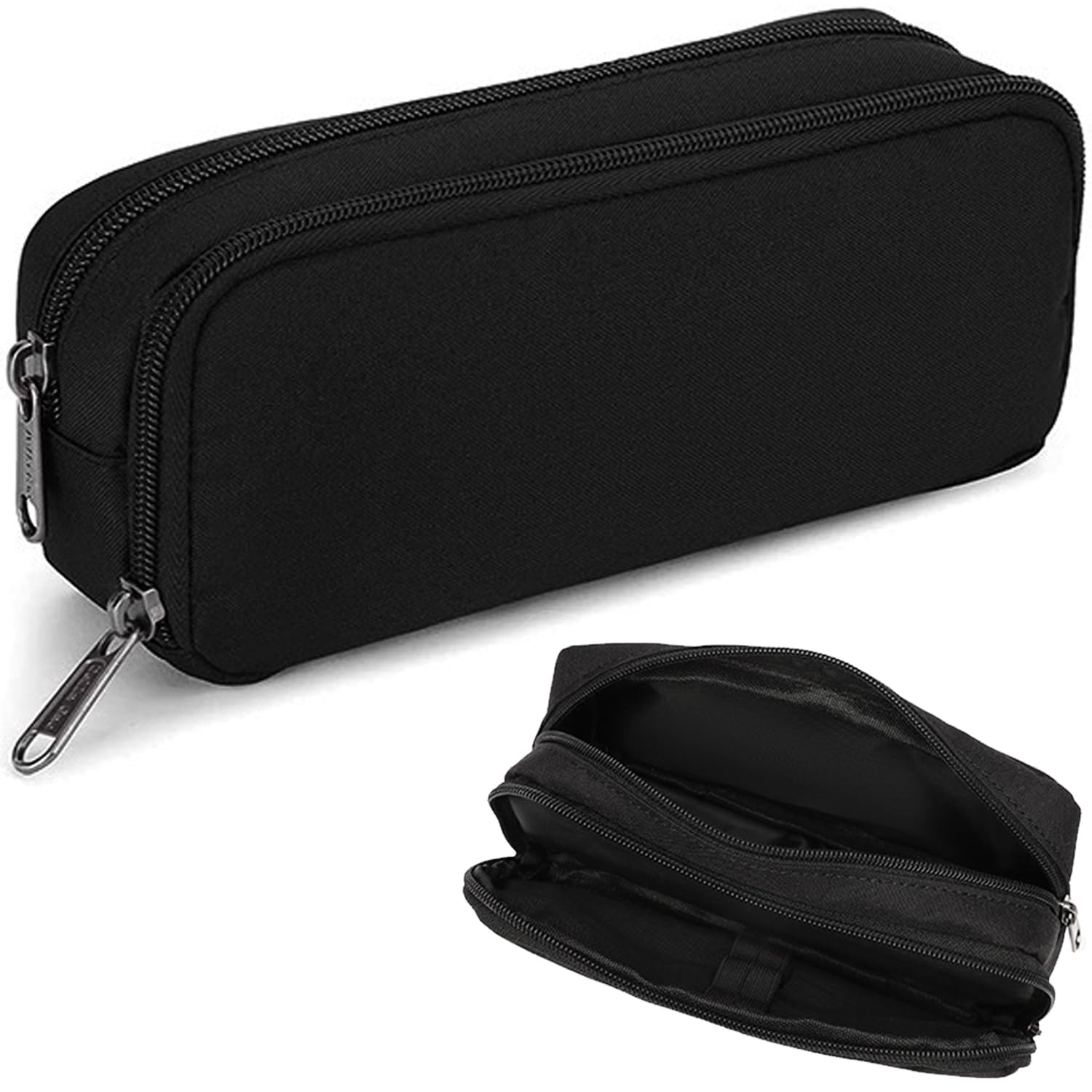 huiyonglan 1 Pcs Black Stationery Pencil Case Bag, Large Pencil Cases Durable Shell Big Capacity Zip Compartment Case Holder, Big Capacity Storage Pencil Bag Case for School College Office Stationery