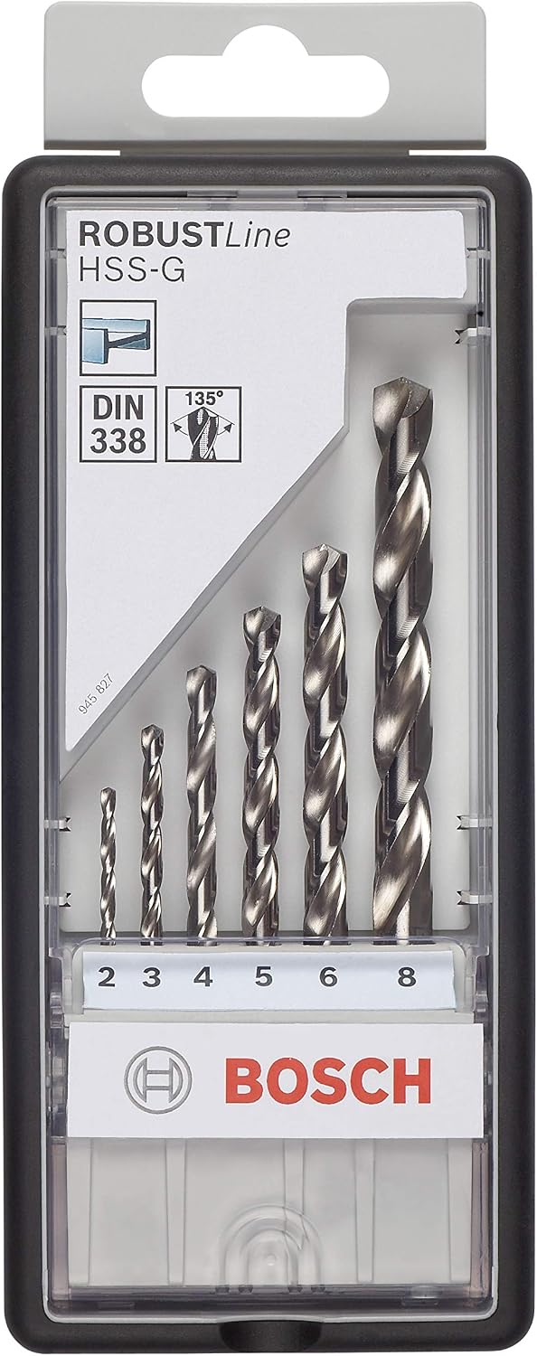 Bosch Professional 6 pcs. HSS-G Metal Drill Bit Set (for metal diameter 2-8 mm, Robust Line, Accessory Drill Driver) - Image 3