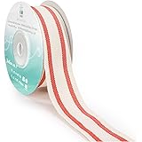 CT CRAFT LLC Natural Cotton Stripes Ribbon 1 inch (26mm) x 10 Yard.Christmas, Decorative for DIY Crafts and Gift Wrapping - I