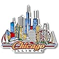 Chicago City Magnet by Classic Magnets, Collectible Souvenirs and Gifts Made in The USA, 4.1" x 3.5"