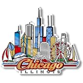 Chicago City Magnet by Classic Magnets, 3D Rubber Vintage-Style Collectible Souvenirs and Gifts Made in the USA, 4.1" x 3.5"