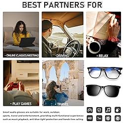 Fecoul Smart Glasses for Men Clear Bluetooth