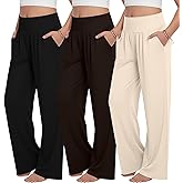 YooAurvox 3 Pack Girls' Wide Leg Pants with Pockets Kids High Waist Casual Sweatpants Loose Comfy Lounge Joggers 5-14 Years