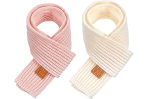 APLZGMG 2Pcs Warm Kids Winter Knit Scarves, Soft Knitted Neck Warmer Toddler Scarf, Child Warm Scarves Wrap for Boys Girls