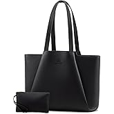 LOVEVOOK Laptop Tote for Women - 15.6 Inch Faux Leather Laptop Bag with Clutch, Large Capacity Office Purse Computer