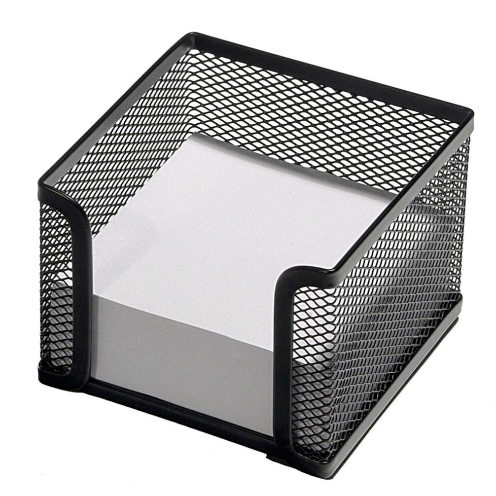 NUOBESTY Mesh Memo Holder Mesh Cube Dispenser Office Desktop Collection Storage Organizer (Black)