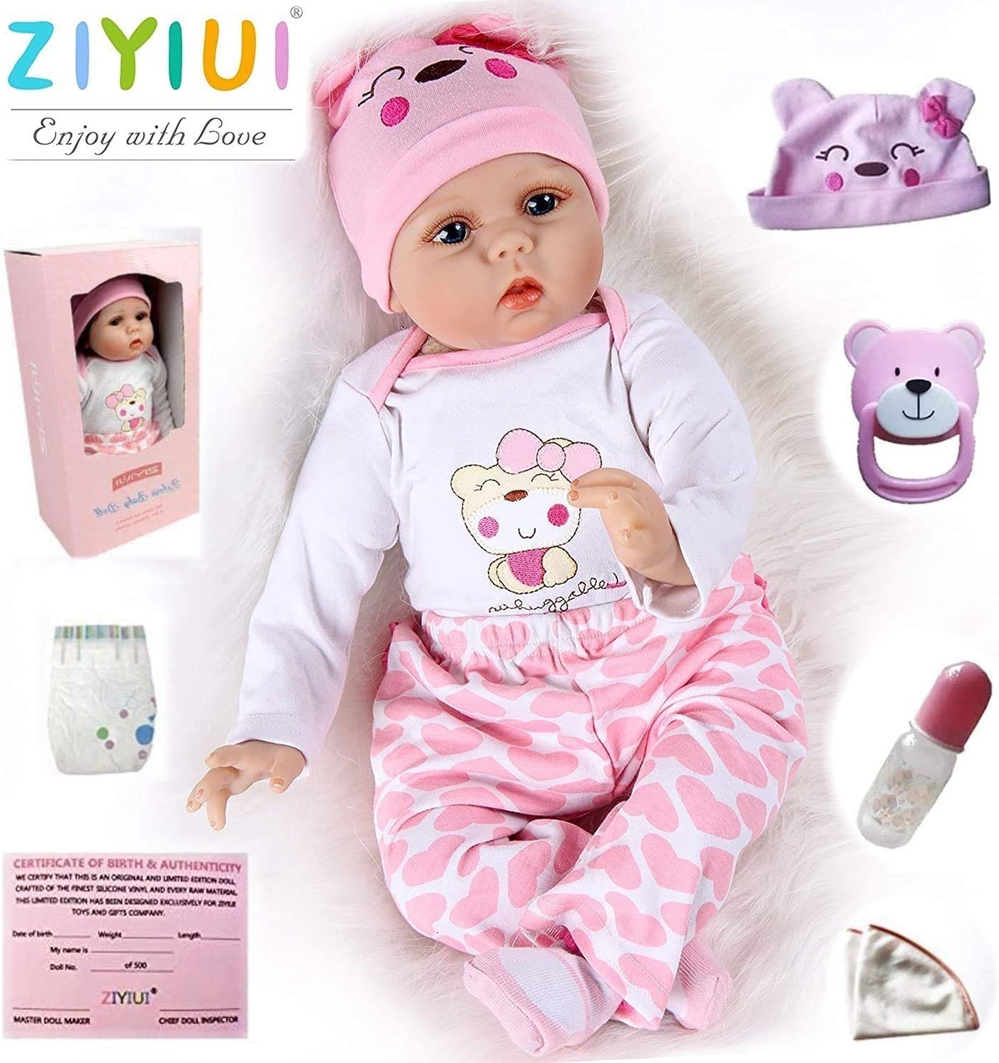 ZIYIUI Reborn Dolls 22inch 55cm Look Real Life Baby Dolls Reborn Babies Soft Silicone Vinyl Handmade Reborn Baby Dolls