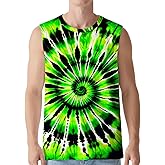 DMPROD Men's Tie Dye Shirt Sleeveless T Shirts Mens Tank Tops Hippies Senior Tees