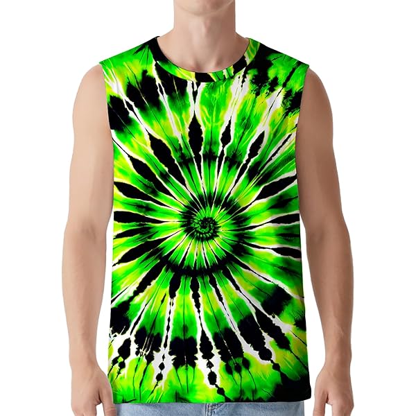 Verdusa Tie Dye Shirt Men Y2k Crop Tank Top Sleeveless Graphic