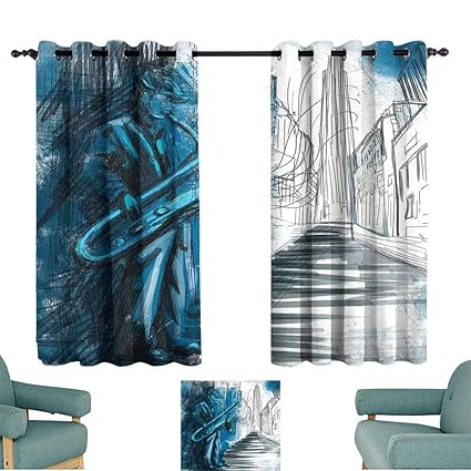 Amazon Com Music Sliding Curtains Saxophone Man Playing Solo In