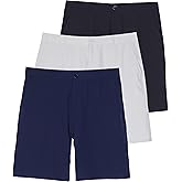 Real Essentials 3 Pack: Mens 9" Stretch Golf Shorts with Pockets - Flat Front Casual Work Dress Short for Men