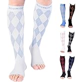 Doc Miller Open Toe Compression Socks for Men & Women, 20-30 mmHg Knee High Support, Toeless Design for Daily Leg Comfort, Breathable Nylon Spandex, 1 Pair