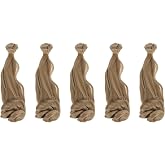 Patikil 20cm Doll Wigs, 5 Pcs High Temperature Silk Curly Wig Hair Extension Accessories for DIY Handmade Doll Hair Making Kit, Yellow-Brown