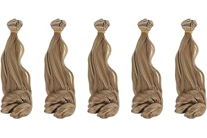 PATIKIL 20CM Doll Hair Wigs, 5 Pcs High Temperature Silk Curly Wig Hair Extension Accessories for Doll Hair Making Kit DIY Ha