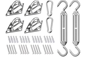 KOOL KOI SHADE Stainless Steel 6 Inch Hardware Kit for Square Rectangle Sun Shade Sail Outdoor Pergolar Canopy