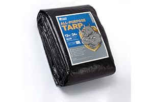 GUARD SHIELD Tarps Heavy Duty Waterproof 12x24 Feet Black Tarp Cover Outdoor Thick UV Resistant Tarpaulin with Grommets 10mil