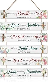HPNIUB Christian Wall Art Inspirational Bible Verse Wooden Hanging Plaque