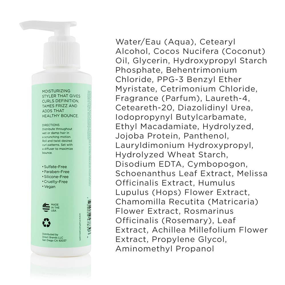 True Curl Coconut Styling Cream. Vegan, Cruelty Free, Define and Smooth for Frizz-Free Wavy, Curly Hair. Silicone, Sulfate and Paraben-Free, 5 Fl Oz. : Beauty