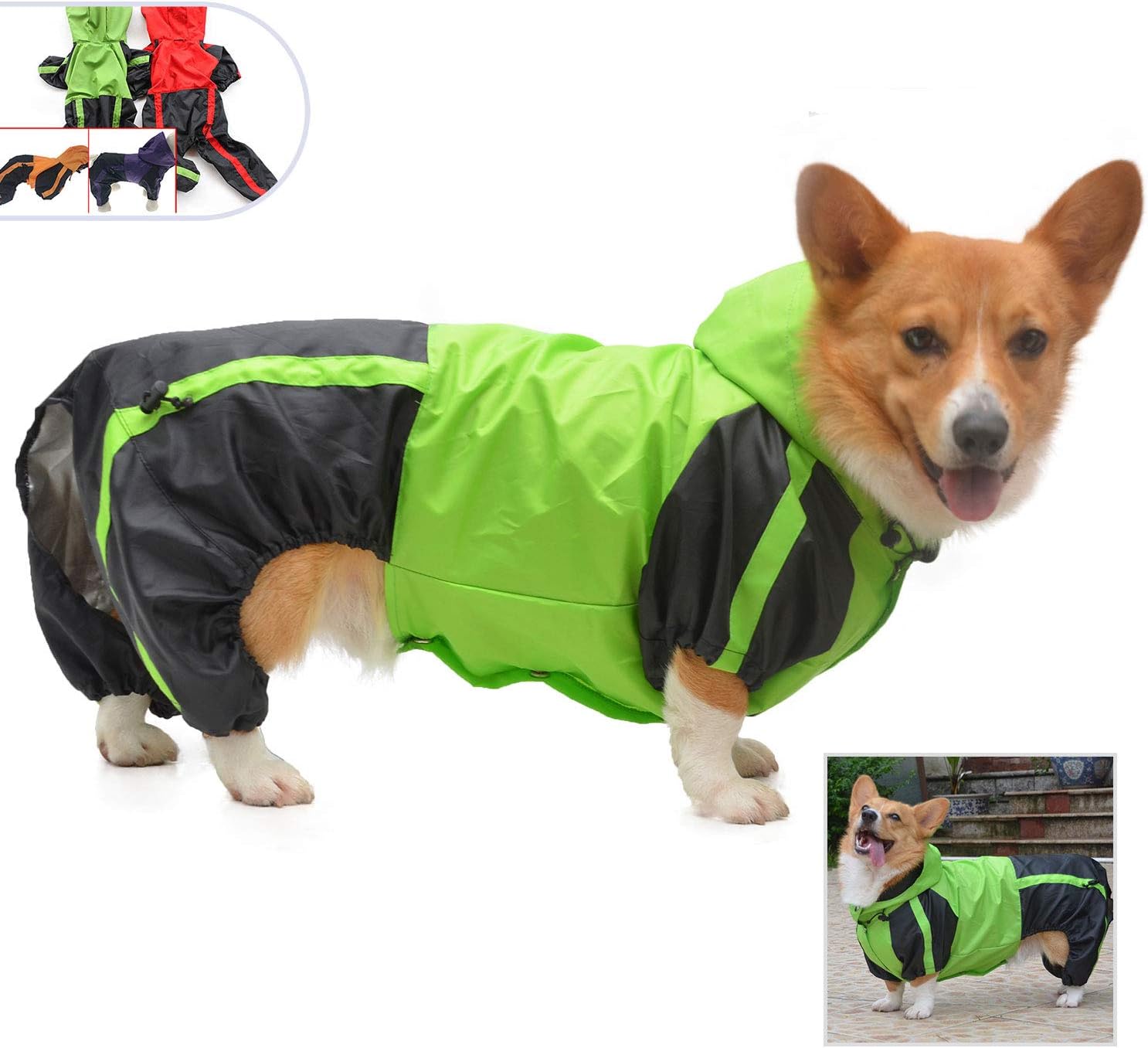 lovelonglong Welsh Dog Hooded Raincoat, Dachshund Rain Jacket