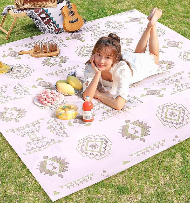 Dusenly Disposable Outdoor Picnic Mat Portable Waterproof Disposable Picnic Blanket Beach Mat for Beach Camping Grass Lawn Park with 4 Ground Nails