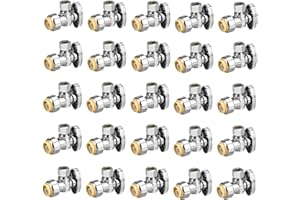 PXZBLG 20pcs Stop Valves, 1/2" × 3/8" Angle Stop Valve, 1/2" PTC Input, 3/8" OD Compression Output, Push to Connect, 1/4 Turn, Chrome Plated Brass for Faucet, Toilet Valves, No Lead
