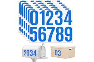 DXMWWTP 6 Sheets Mailbox Numbers Stickers 60 Pieces 4 Inch Waterproof Viny Self Adhesive House Number Decals Anti Fading Number Signs for Signs Cars Home Doors Business Address Number Residence (Blue)