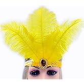 GOODIY Women's Sequins Headpiece, 2pcs Feather Headdress Mardi Gras Accessories 1920s Flapper Fashion Headbands For Women