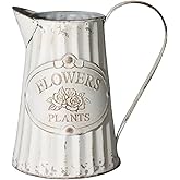 Fauevav Galvanized Pitcher Antique Watering Can Retro Jug Metal Vase Rustic Vintage Primitive Pitcher Farmhouse Country Plant for Home Office Decor, 8.0”